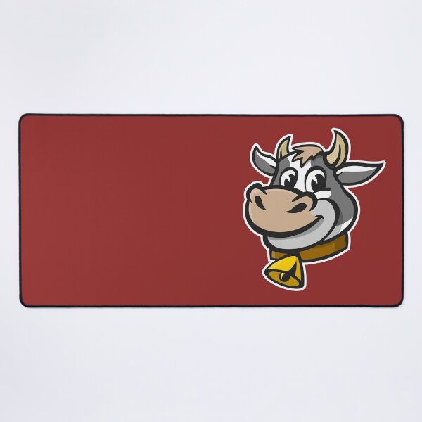 Item preview, Funny illustration of the head of a smiling cow with a yellow bell designed and sold by Stef Ringoot, cartoons and illustrations.