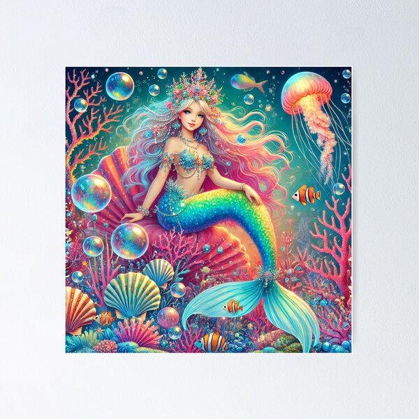 Item preview, Una sirena caprichosa y mágica designed and sold by Dream Bloom Gallery.