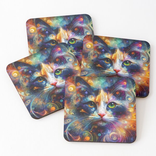 Item preview, Calico Cat Colorful Portrait, Mystical Style designed and sold by CattyCornerPOD.