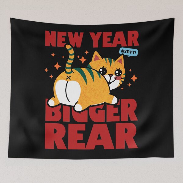 Item preview, New Year Bigger Rear Gyatt Funny Cat Meme designed and sold by BoggsNicolasArt.