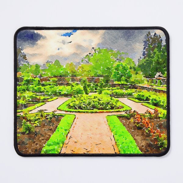Item preview, Tranquil watercolor garden with lush greenery and scenic pathways designed and sold by GestaltImagery.