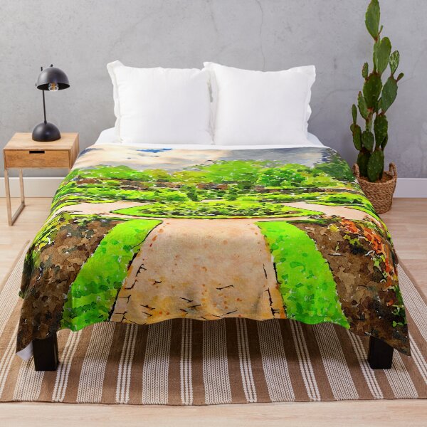 Item preview, Tranquil watercolor garden with lush greenery and scenic pathways designed and sold by GestaltImagery.