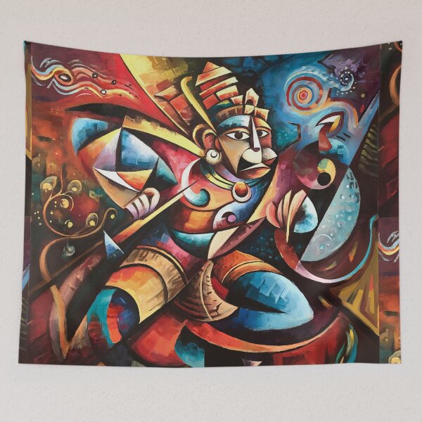 Item preview, Dynamic Cubist Abstract of Lord Hanuman – A Masterpiece by Kartick Dutta designed and sold by KARTICK DUTTA.
