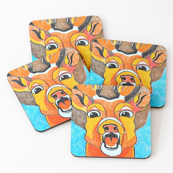 Item preview, Enraged Deer on Blue designed and sold by Pousinette.