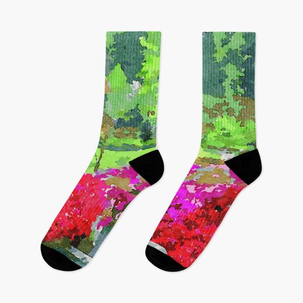 Item preview, Vibrant watercolor garden with blooming flowers and lush greenery designed and sold by GestaltImagery.