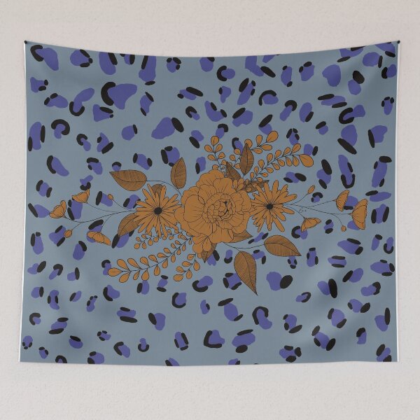 Item preview, Blue and orange leopard flowers designed and sold by Ema-R.