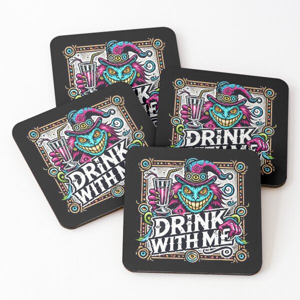 Item preview, Drink With Me - Vibrant Creepy Party Design designed and sold by DrawHandArt.