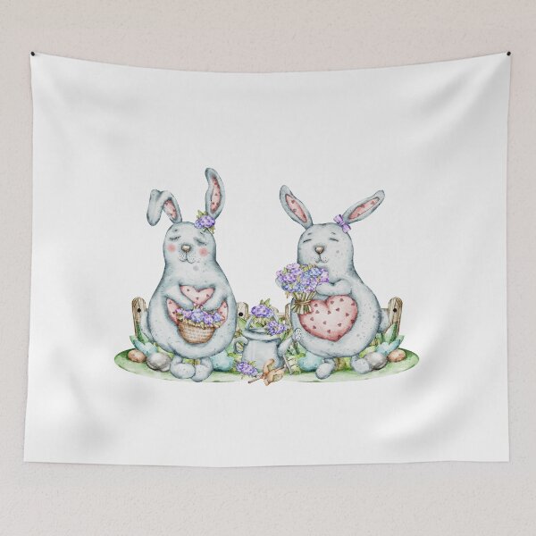 Item preview, watercolors  illustrations  Garden Friends: Bunnies and Hedgehogs designed and sold by NelenaArt.