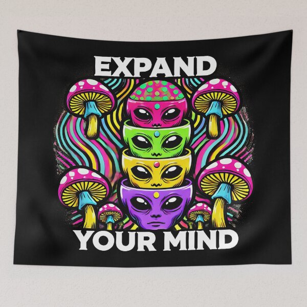 Item preview, Psychedelic Alien and Mushroom Design - Vibrant Cosmic Art with Retro Aesthetic and Extraterrestrial Vibes designed and sold by DrawHandArt.