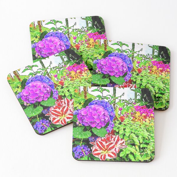 Item preview, Colorful watercolor painting of blooming garden flowers designed and sold by GestaltImagery.