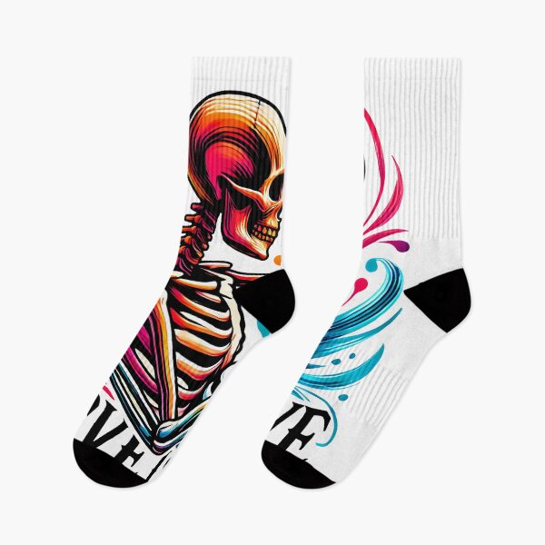 Item preview, Romantic Neon Skeleton Couple Design - Vibrant Love Art with Bold Colors and Edgy Aesthetic designed and sold by DrawHandArt.