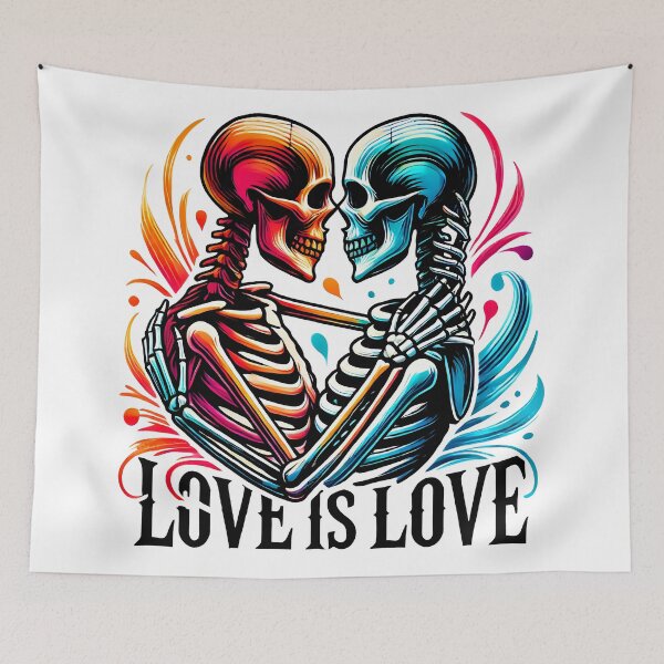 Item preview, Romantic Neon Skeleton Couple Design - Vibrant Love Art with Bold Colors and Edgy Aesthetic designed and sold by DrawHandArt.