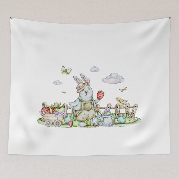 Item preview, watercolors  illustrations  Garden Friends: Bunnies and Hedgehogs designed and sold by NelenaArt.