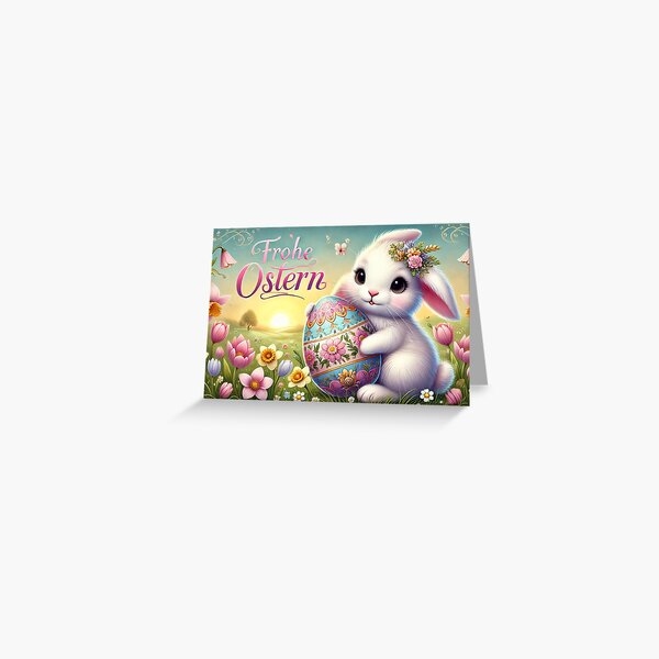 Item preview, Frohe Ostern Happy Easter Bunny with Easter Egg  designed and sold by surecanmakeit.