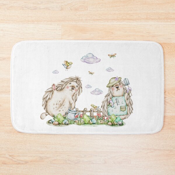 Item preview, watercolors  illustrations  Garden Friends: Bunnies and Hedgehogs designed and sold by NelenaArt.