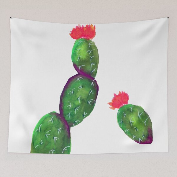 Item preview, Hot pink flowering cactus watercolor painting designed and sold by AnissaF.