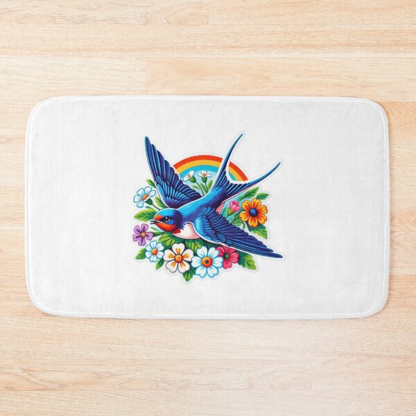 Item preview, Vibrant Barn Swallow with Floral and Rainbow Design designed and sold by Psycho-Crazy.