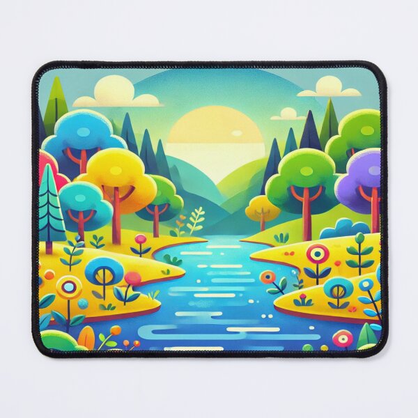 Item preview, Colorful River Scenery in Cartoon Style designed and sold by Zeeshankhan1345.