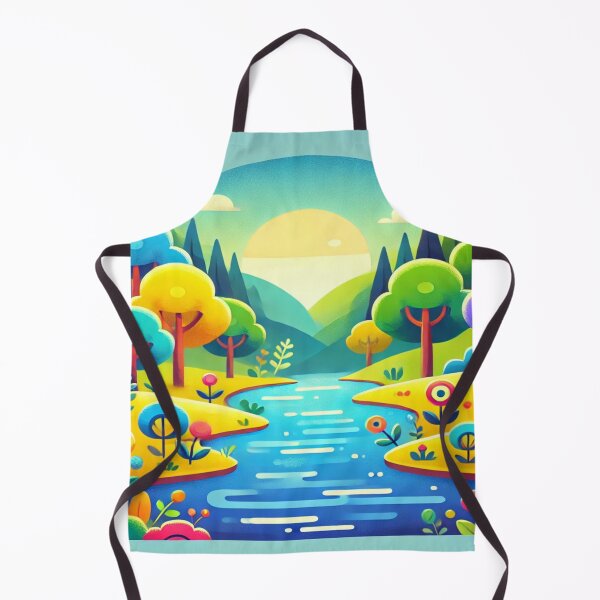 Item preview, Colorful River Scenery in Cartoon Style designed and sold by Zeeshankhan1345.