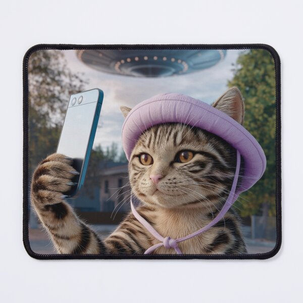 Item preview, Cute Cat-in-a-Hat UFO Selfie  designed and sold by Mr-Right-On.