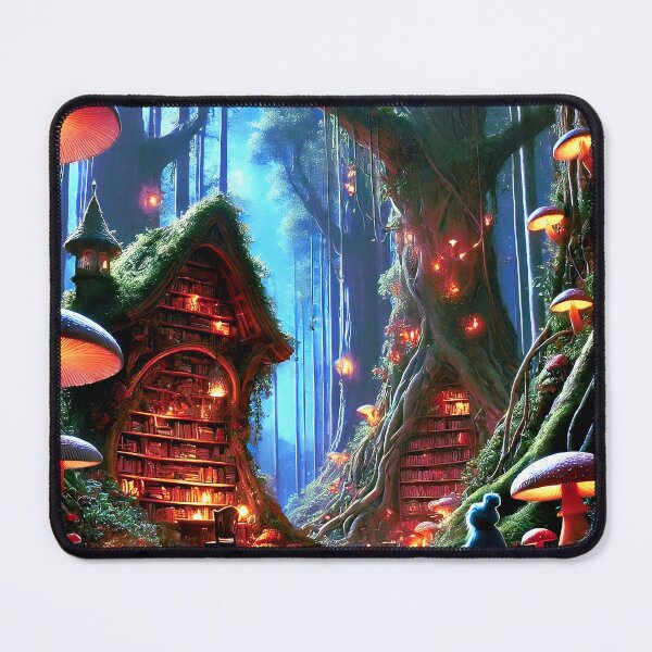 Item preview, A Fairy Tale Library for Book Lover in a Magic Forest trees Folklore Fables DND D&D Bookish Nerd designed and sold by TheTimeTaxi.