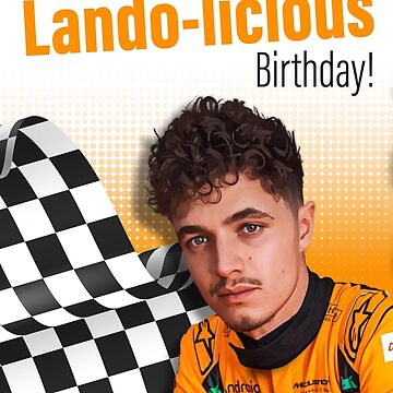 Aperçu de l'œuvre Carte d'anniversaire Lando Norris F1 – « Passez un joyeux anniversaire Lando-licieux ! » de jamesbdesign