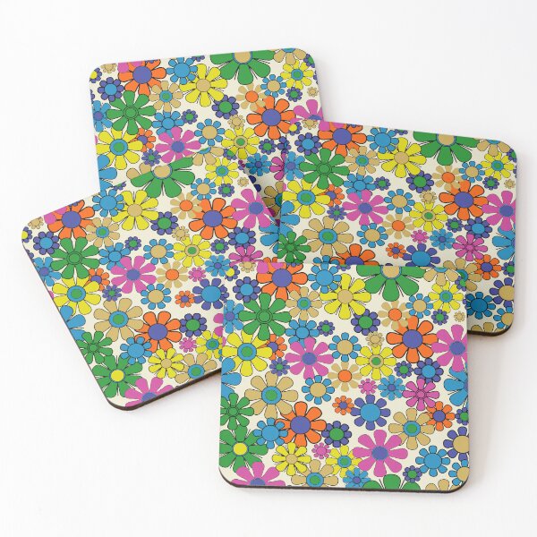Item preview, Groovy Retro Garden Flowers 60s 70s Vibrant Colorful Floral Pattern designed and sold by kierkegaard.