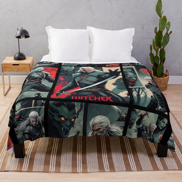 White Wolf retro poster comic style Throw Blanket