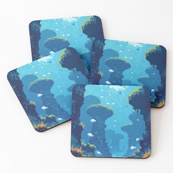 Item preview, Suspended oasis glowing fish beneath liquid skies designed and sold by MadeByHaresShop.