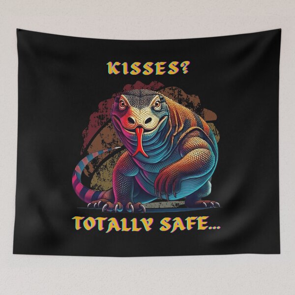 Item preview, 'Kisses? Totally Safe.' Komodo Dragon designed and sold by Tiszert.