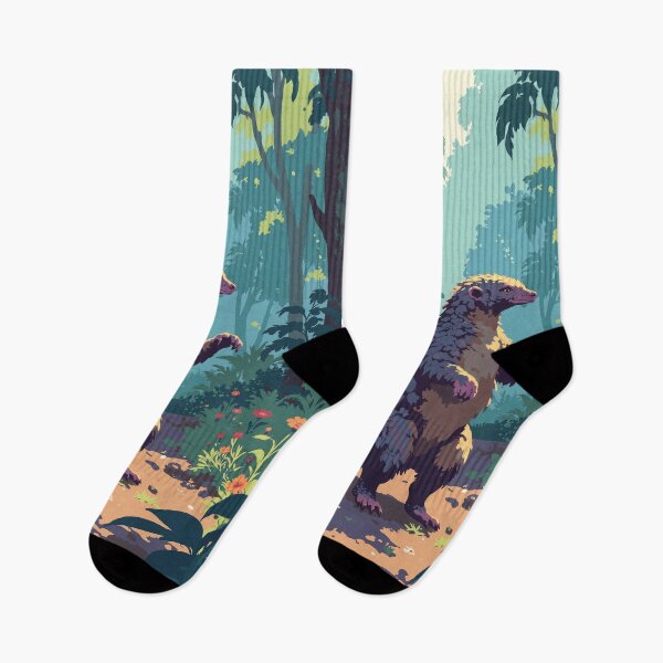 Item preview, Vibrant observer pangolin standoff amidst tropical bloom designed and sold by MadeByHaresShop.