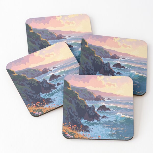 Item preview, S glow coastal cliffs in blossoms designed and sold by MadeByHaresShop.