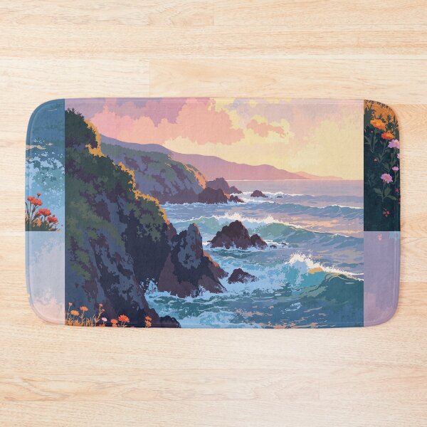 Item preview, S glow coastal cliffs in blossoms designed and sold by MadeByHaresShop.