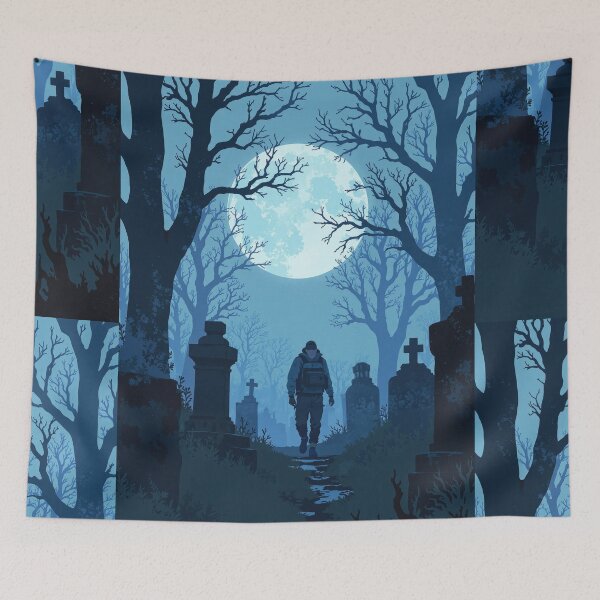 Item preview, Whispering shadows fogbound graveyard twilight designed and sold by MadeByHaresShop.