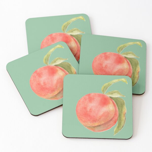 Item preview, Watercolor peach fruit art designed and sold by Yarlseri.