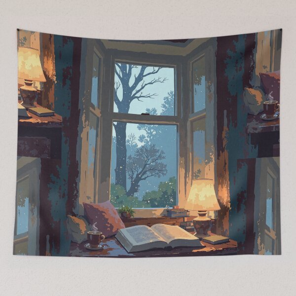 Item preview, Cozy nook rainy afternoon refuge designed and sold by ShroomForge.