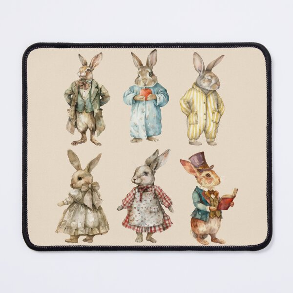 Item preview, Charming Watercolor Rabbits in Vintage Attire designed and sold by kimberpix.