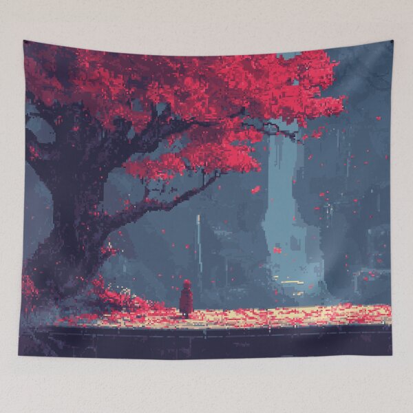 Item preview, Crimson Tree Over Quiet Bridge designed and sold by Raylow Designs.