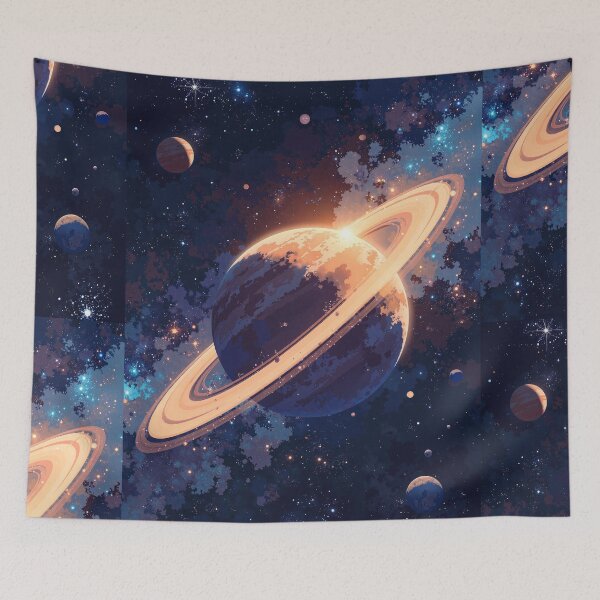 Item preview, Titanium goliath ringed gaia amidst celestial panorama designed and sold by ShroomForge.