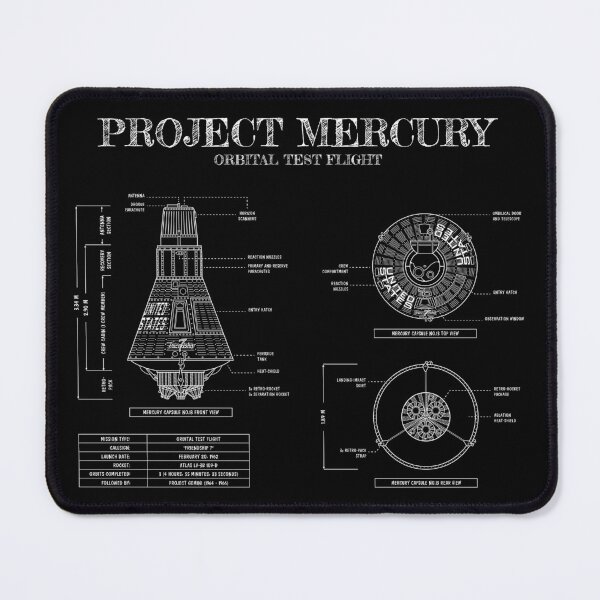 Artikelvorschau, Mercury - Atlas: First USA Orbital Spaceflight (White Stencil - No Background. Vertical) entworfen und verkauft von BGALAXY.