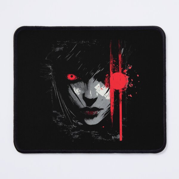 Item preview, haunting portrait of a mysterious beauty with an intense crimson gaze, captured in a gothic sty designed and sold by MOONE FLOWER.