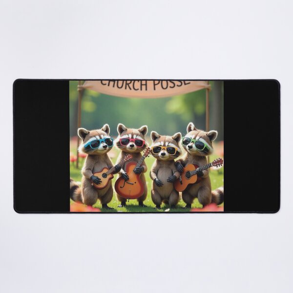 Item preview, Church Worship Team band raccoon guitars music praise Christian designed and sold by tshirtart2024.