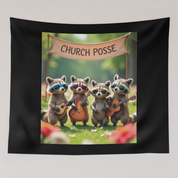 Item preview, Church Worship Team band raccoon guitars music praise Christian designed and sold by tshirtart2024.