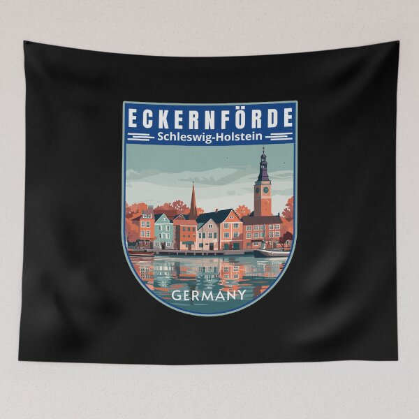 Artikelvorschau, Eckernförde in Schleswig-Holstein Deutschland Retro-Reisekunst-Emblem entworfen und verkauft von MaateoDesign.