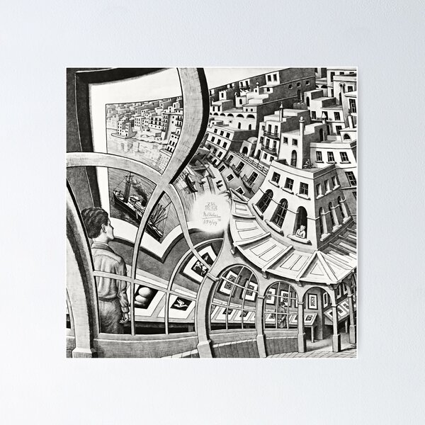 Item preview, Maurits Escher, Print Gallery, Surrealism, Optical Illusion designed and sold by Artistic Gift Print.