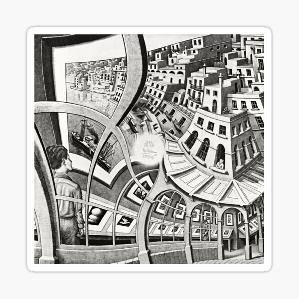 Item preview, Maurits Escher, Print Gallery, Surrealism, Optical Illusion designed and sold by Artistic Gift Print.