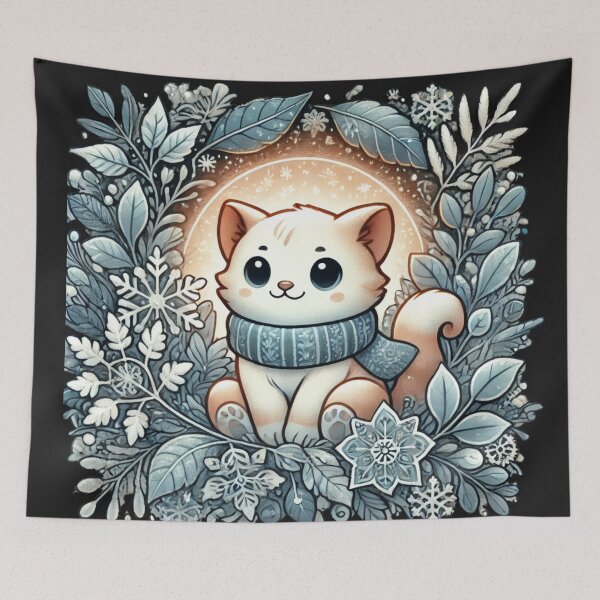 Item preview, Cozy Winter Cat - Adorable Snowflake Wonderland Art designed and sold by Desireehaz.
