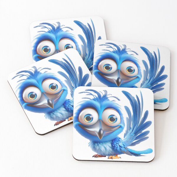 Item preview, Smiling and cute blue bird with big eyes designed and sold by eye_contact.