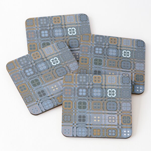 Item preview, Muted Patchwork by Jenny Meehan Blue Brown designed and sold by Jenny Meehan Art Prints and Patterns .