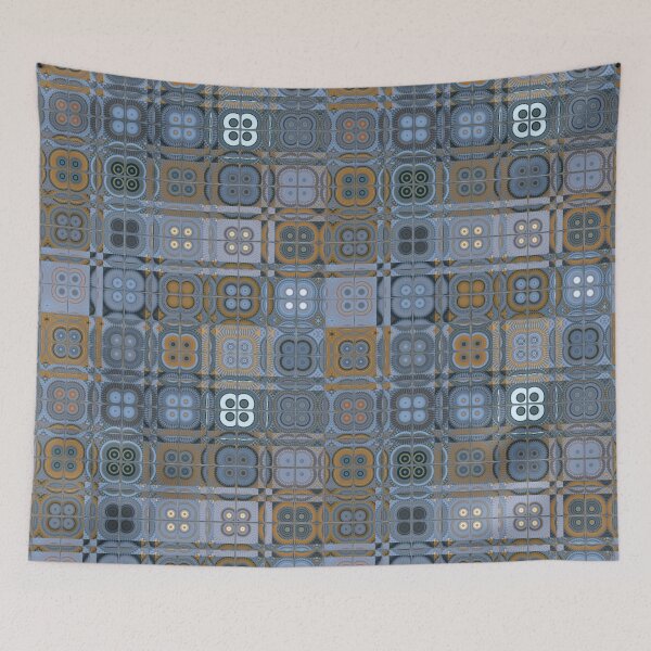 Item preview,  Muted Patchwork by Jenny Meehan Blue Brown  designed and sold by Jenny Meehan Art Prints and Patterns  .